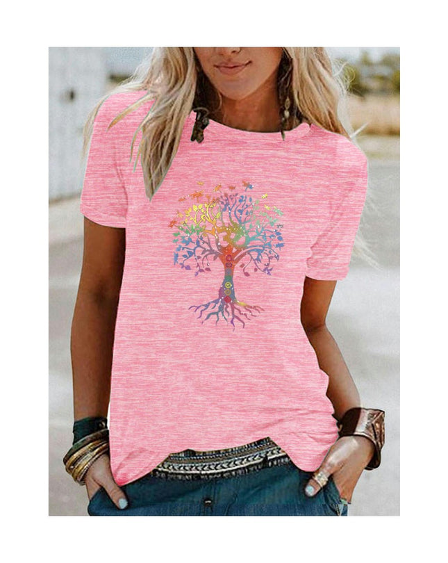 Womens Summer Funny Print Tops Short Sleeve Round Neck T-Shirts