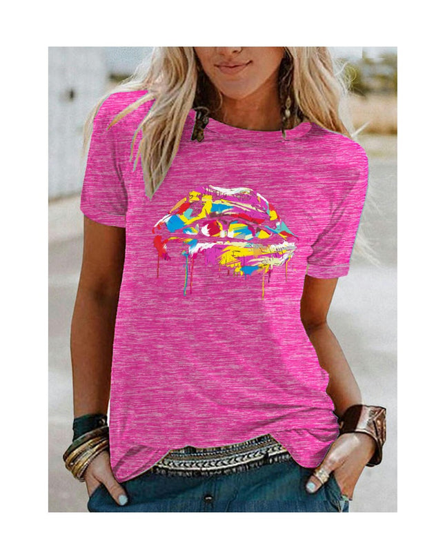 Women's Funny Print T Shirts Graphic Tees Short Sleeve Round Neck Summer Tops