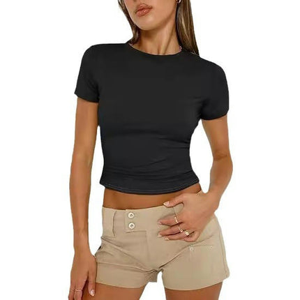 Womens Basic Short Sleeve Slim Fit T Shirts Crewneck Tee Summer Fashion T-Shirt 1