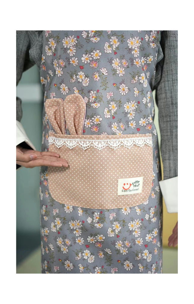 Flower Cotton Kitchen Cooking Apron, Women's Baking Apron with Pockets, Can be used as a Mother's Gift