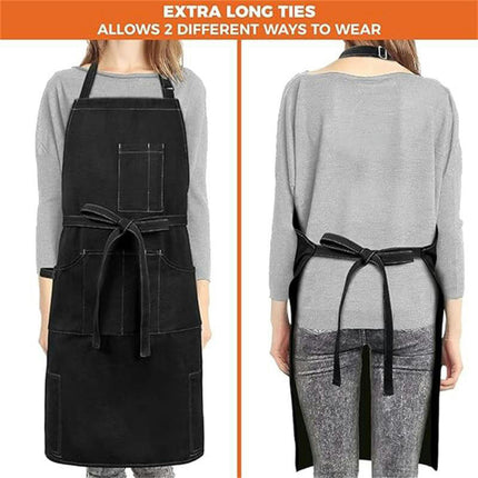 Cooking Chef Apron with Pockets BBQ Kitchen Work Aprons Adjustable Hanging Neck Apron for Men and Women