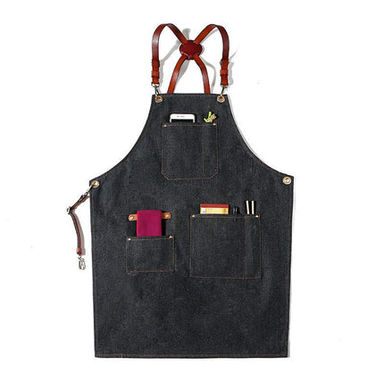 Aprons with Pockets for Men and Women-Adjustable Cross Straps Chef Kitchen Cooking Apron
