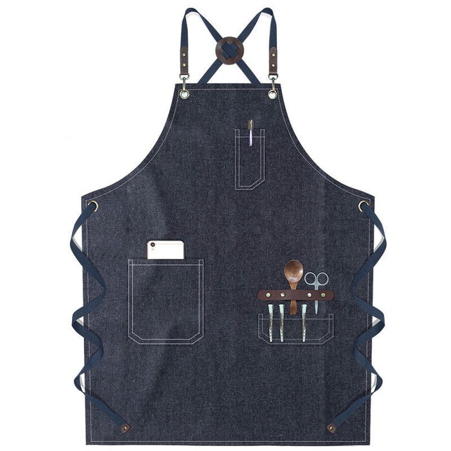 Chef Aprons for Men Women with Pockets, Cotton Canvas Cross Back  Adjustable Work Apron