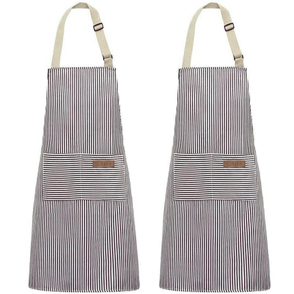 2 Pack Kitchen Cooking Apron, Adjustable Chef Striped Apron with 2 Pockets Suitable for Men and Women