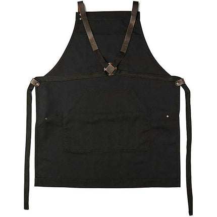 Denim Apron PU Leather Pocket BBQ Baker Restaurant Barber Work Apron