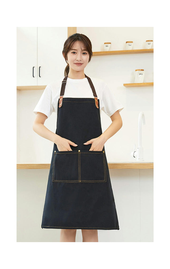Canvas Bib Aprons with Pockets-Unisex Apron for Restaurant Kitchen Cooking BBQ Painting