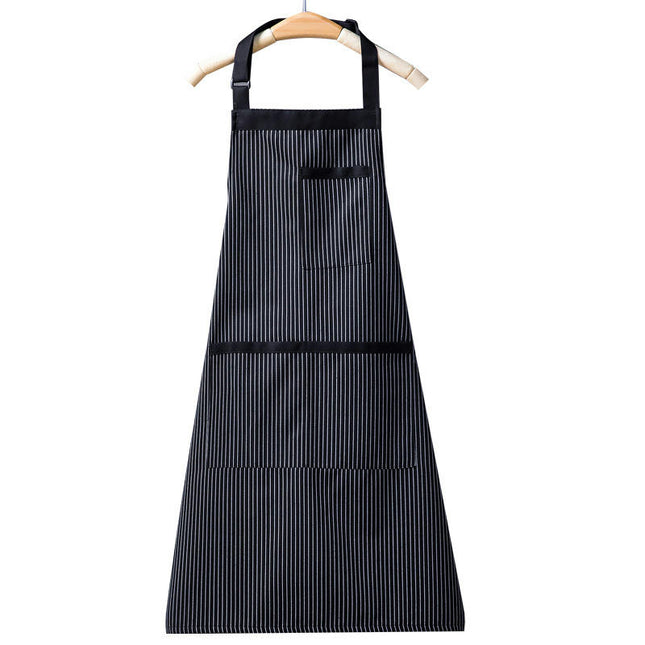 Adjustable Bib Aprons with 3 Pockets Cooking Kitchen Stripes Aprons for Women Men Chef