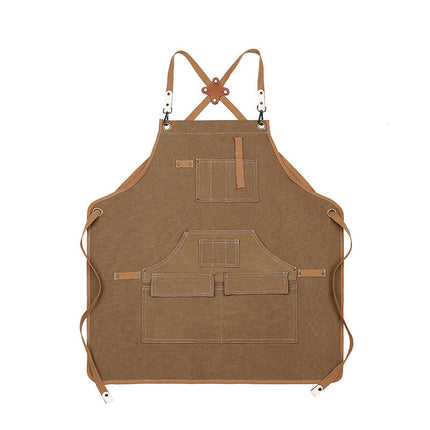Chef Aprons for Men Women with Large Pockets, Cotton Canvas Cross Back Heavy Duty Adjustable Work Apron