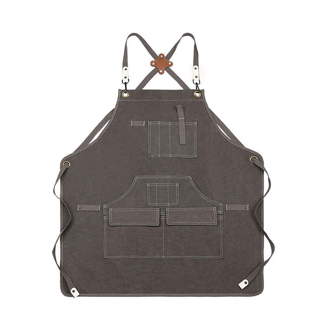 Chef Aprons for Men Women with Large Pockets, Cotton Canvas Cross Back Heavy Duty Adjustable Work Apron