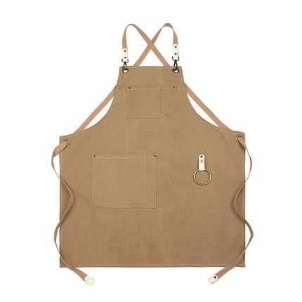 Canvas Kitchen Chef Aprons, Work Aprons for Men Women, Adjustable Strap Aprons with Pockets