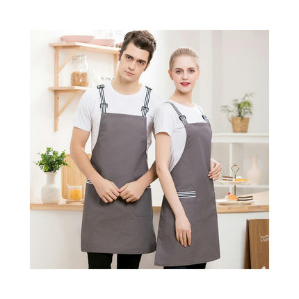 2 Pack Cross Back Adjustable Waterproof Bib with 2 Pockets Kitchen Apron for Men and Women Working BBQ
