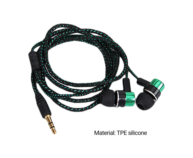 Lightweight Wired Earbud 3.5mm Noise CancellingStereo Sports In-ear Earbud for Running-Green