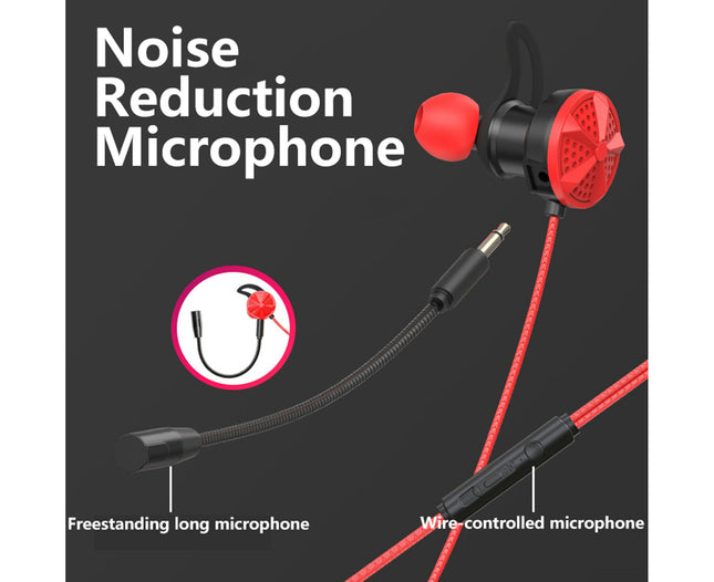 3.5mm Plug Wired Dynamic Earphone G8 L-shaped Gaming Earbuds with Microphone-Black