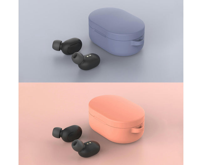 Anti-falling Solid Color Wireless Earphone Protective Case for Redmi AirDots-Coral Orange