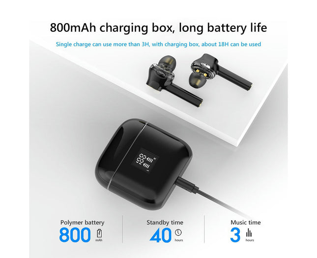 T07 Wireless Stereo Sports Earbuds Bluetooth-compatible 5.0 In-Ear Noise Reduction Earphones-White