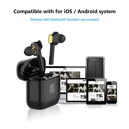 T07 Wireless Stereo Sports Earbuds Bluetooth-compatible 5.0 In-Ear Noise Reduction Earphones-White