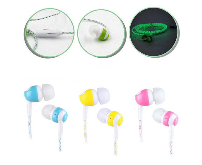 In Ear Luminous Headphone 3.5mm Stereo Super Bass Earphone Headset with Mic-Purple