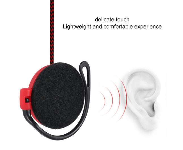 Noise Cancelling Ergonomic Wired Earbud 3.5mm Stereo Sports Ear Hook Earphone for Running-Red