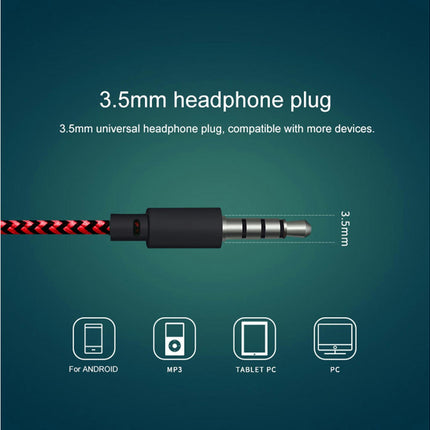 Universal Headset Cracked Print Braided Wire Volume Control In-ear Earphones-Green