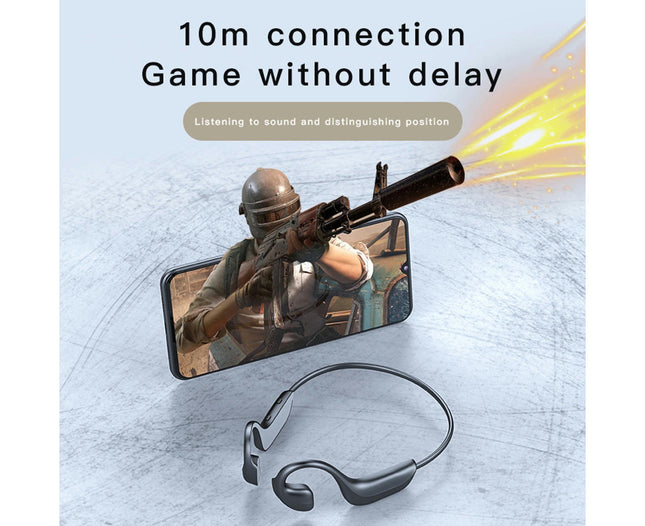 Ear-Hook Waterproof G-100 Bone Conduction Bluetooth-compatible 5.0 Headset with Microphone-Black