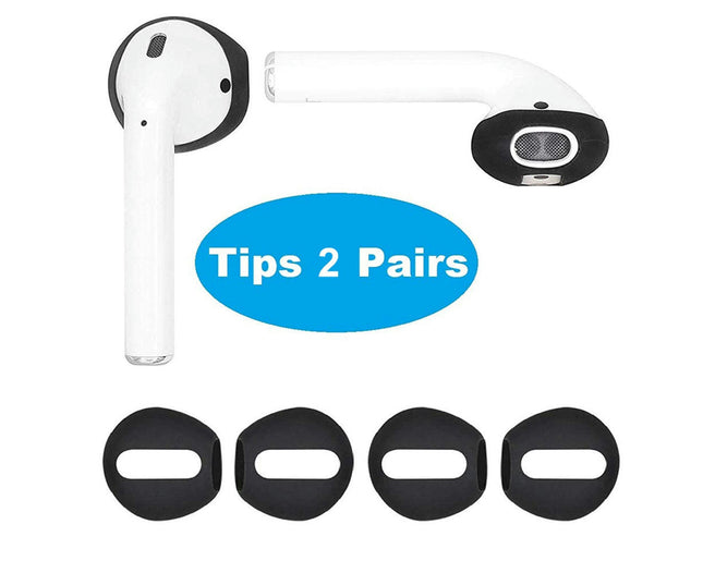 2 Pairs Ear Buds Tip Ultra-slim Silicone Protector Case Cover for Apple AirPods-Black