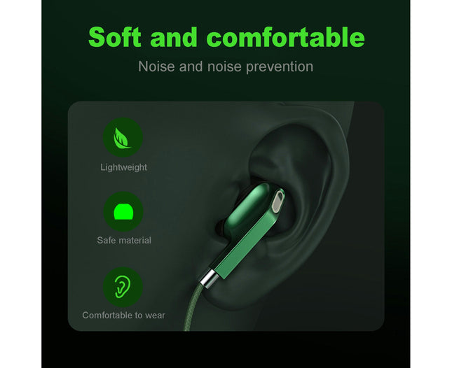 Dual Dynamic Coil 4-Speaker In-Ear Stereo Headphone Earbuds Wired Earphone-Green