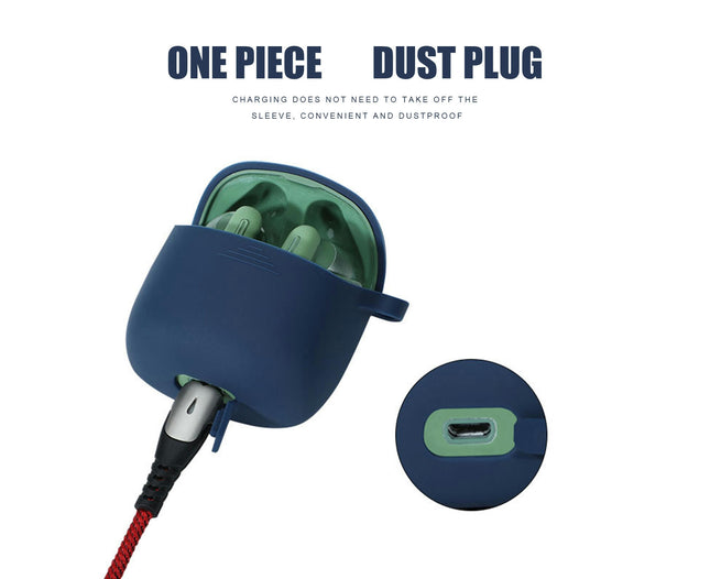 Anti-lost Solid Color Dustproof Earphone Storage Box for JBL TUNE220-Midnight Blue