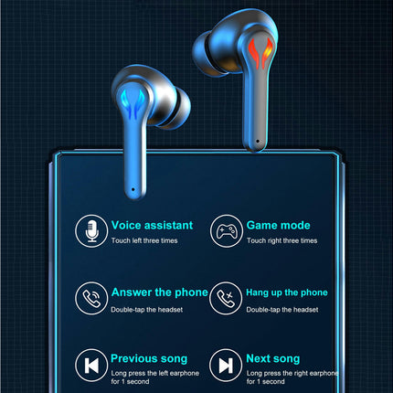 KW-01 Wireless Noise Reduction Earphone Bluetooth5.1 HiFi Gaming Earbud for Running-Black