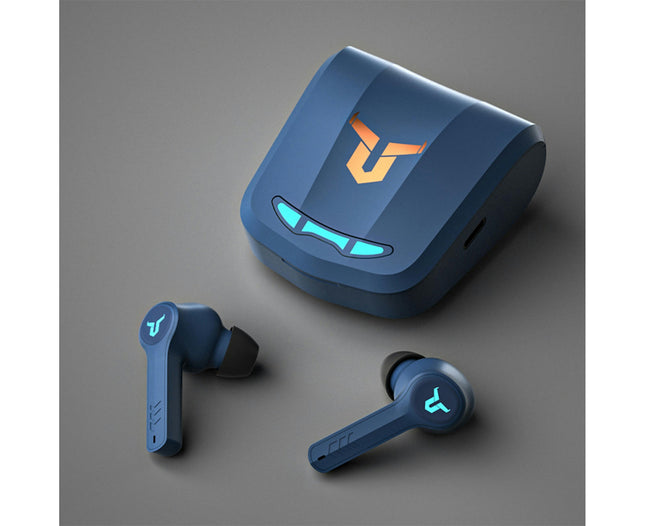 Surround Sound Effect Wireless Earphone RGB Breathing Light Bluetooth 5.1 Sports In-ear Earbud-Blue