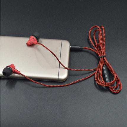 Headset Universal Braided Wire Cracked Print Volume Control In-ear Earphones-Yellow