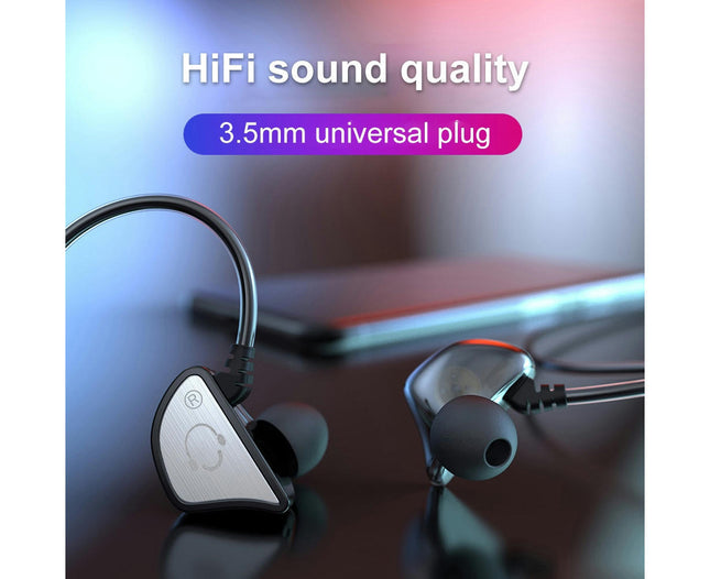 Dual Moving Coil HiFi Sound In-ear Earphone Sport Bass Q3 4-Core Wired Earbud-Pink