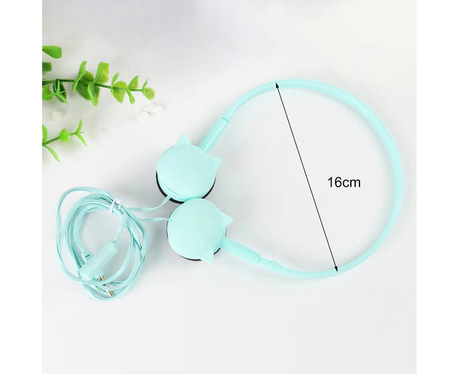 Wired Cartoon Design Stereo Music Headphones for Smart Phone Headset with Mic-Blue