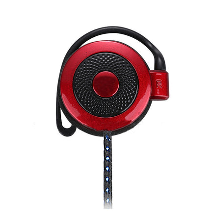 3.5mm Jack Portable Ear Hook Universal Wired Earphone Headset with Microphone-Red