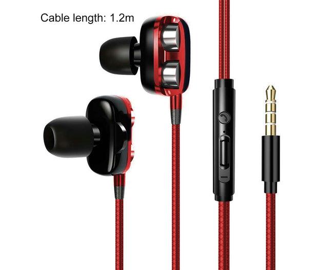 Portable 4 Speaker Stereo In-ear Earbud Headphone Wired Earphone for Phone-White