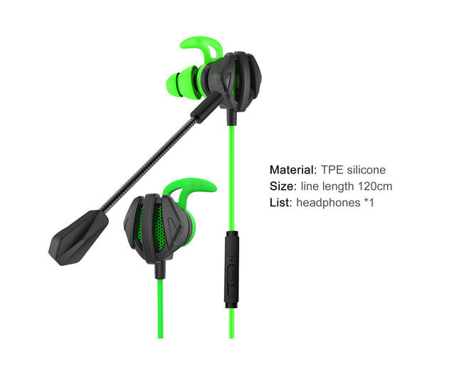 Non-delayed 360-degree Stereo Sound Headset In-ear Wired Earphone with Microphone-Green