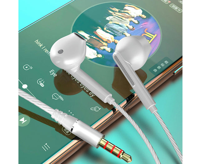 HiFi Sound Wired Earphone Line Control with Microphone In-ear Sports Earbud for Gaming-White