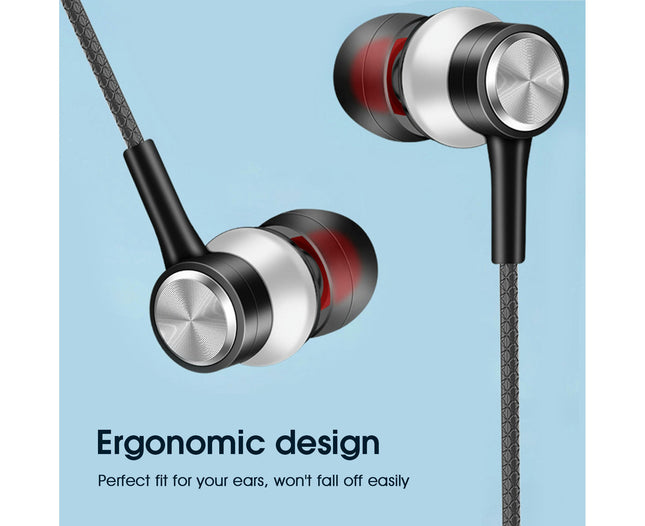 HY-7 In-ear Heavy Bass Wired Earphone Dual Drive 3.5mm Sport Gaming Headset with Mic-Black