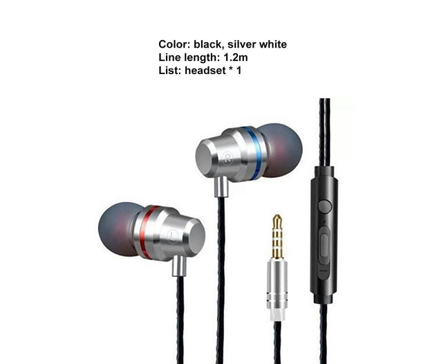 Ergonomic Wire Control In-ear 3.5mm Portable Earphones YE1 Wired Earbuds-Sliver White