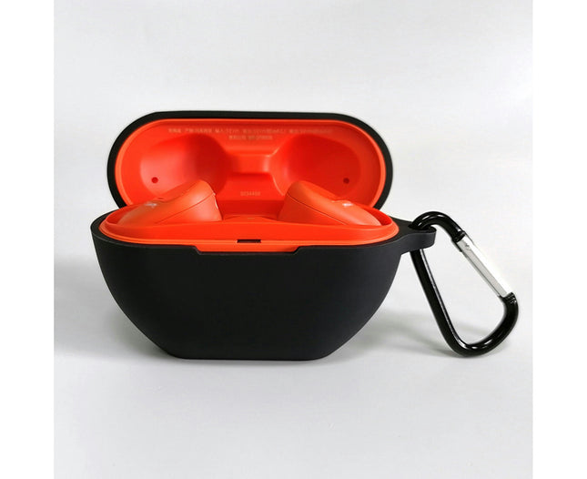 Silicone Wireless Earphone Cover Soft Protective Case with Hanging Buckle for SONY WF-SP800-Black