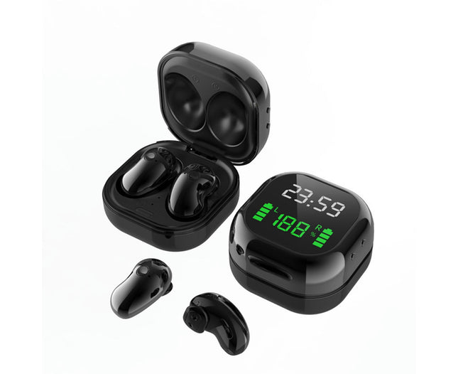 LED Color Screen Bluetooth5.1 Mini Stereo Sports In-ear Earbud S6 Plus Wireless Earphone-Black