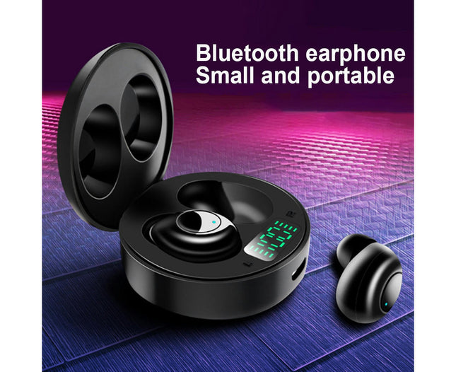 J1 Waterproof  HiFi Stereo Bluetooth-compatible 5.0 Headset with LED Display Charging Box-Black