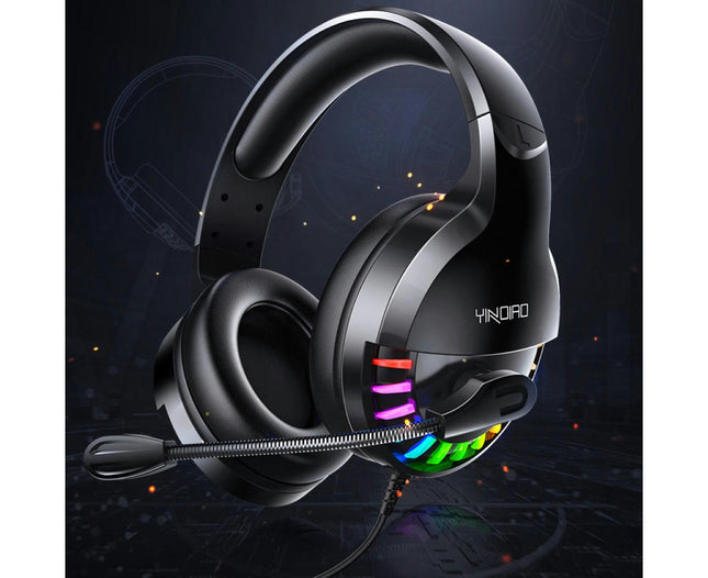 LED Light Q2 Wired Gaming Headset Headphones with Mic for Computers Laptops-Black