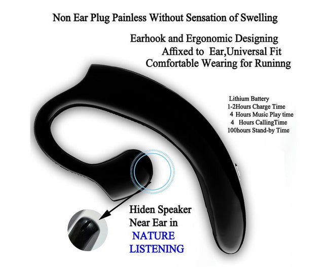 Ear Hook Wireless Bluetooth-compatible Earphone C7 1Pc Bone Conduction Stereo Headphone-Black