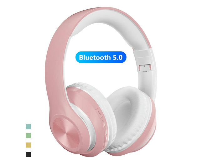 Foldable Rechargeable Wireless Headset P68 Bluetooth 5.0 HiFi Sound Headphones-Pink