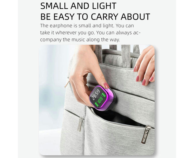 LED Color Screen Bluetooth 5.1 Earphone S6 Plus Wireless Mini In-ear Earbud for Sports-Purple