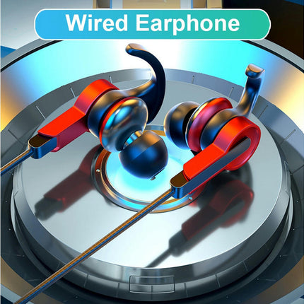 In-ear 3.5mm/Type-C Music Headphone Wired Earphone Gaming Headset with Mic for Sports-Red