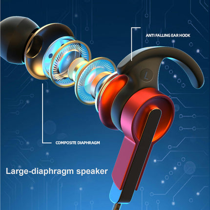 In-ear 3.5mm/Type-C Music Headphone Wired Earphone Gaming Headset with Mic for Sports-Red