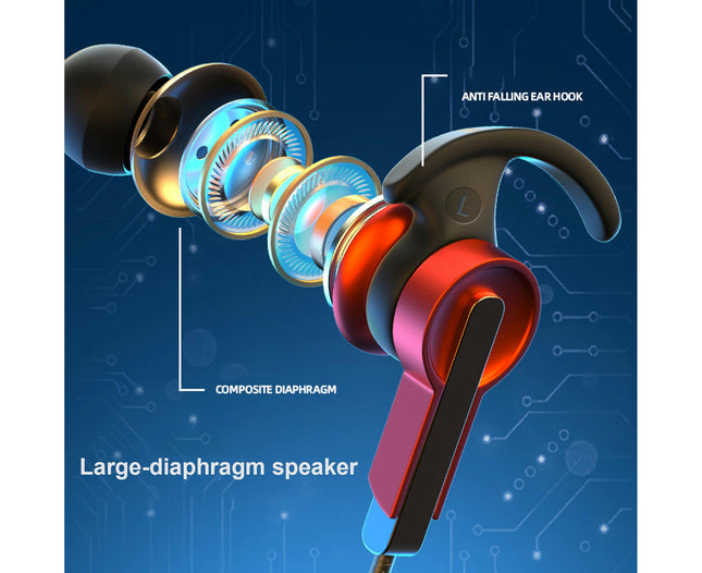 In-ear 3.5mm/Type-C Music Headphone Wired Earphone Gaming Headset with Mic for Sports-Red