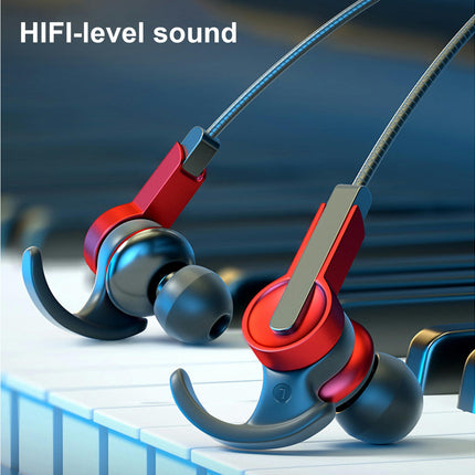 In-ear 3.5mm/Type-C Music Headphone Wired Earphone Gaming Headset with Mic for Sports-Red