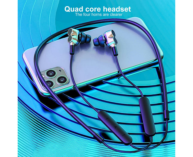 BT-91 Bluetooth-compatible Hanging Neck Earphone 5.0 Dual Motion Sport Gaming Earbud-Golden